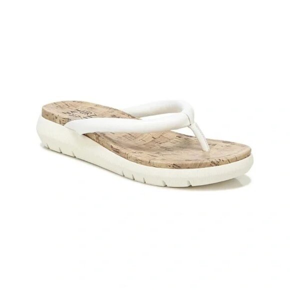 Naturalizer Women's Lovelle Wedge Flip Flops in White size 7.5 NIB New $79+ - Picture 1 of 3